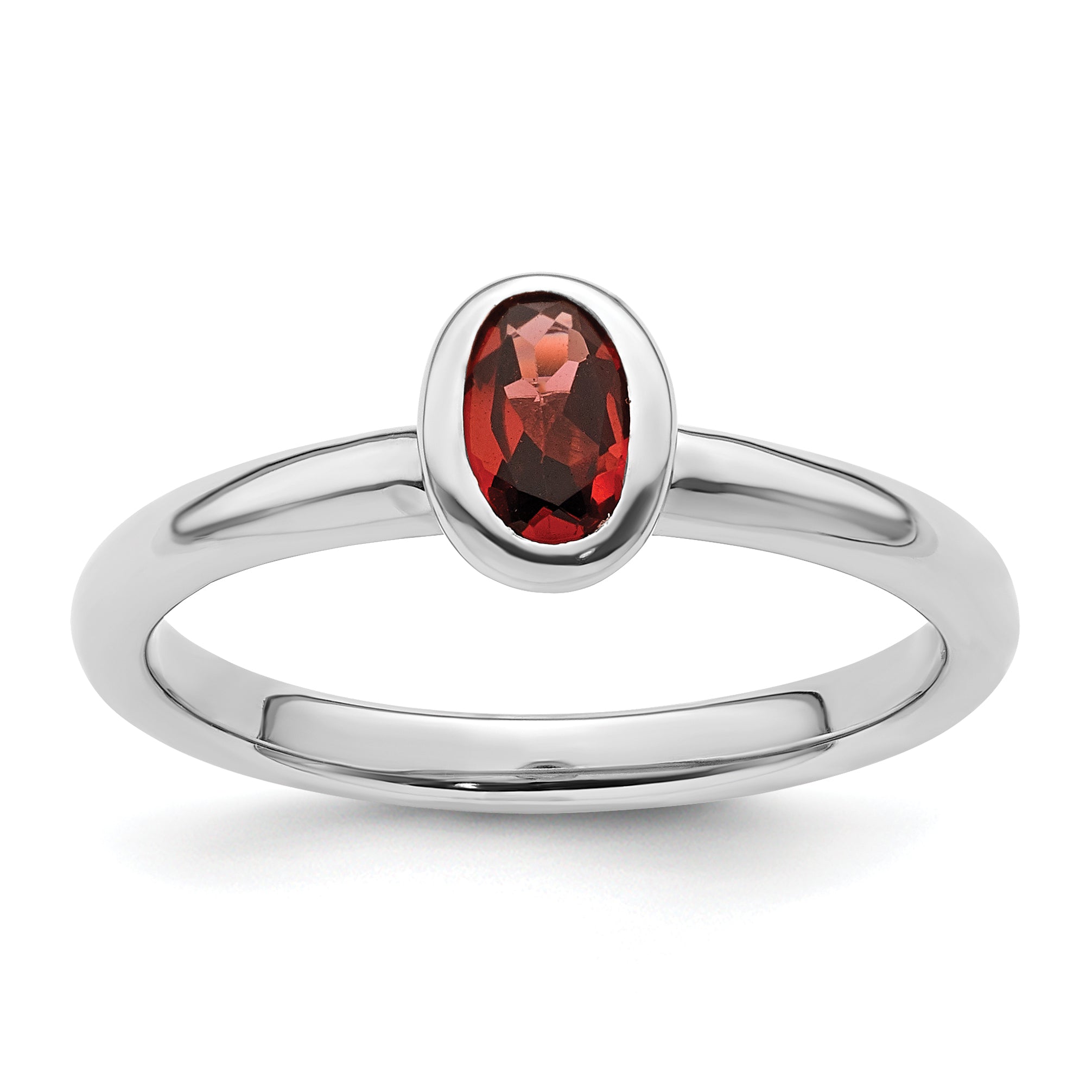 Sterlingsilber Stapelbar Expressions Oval Granat Ring