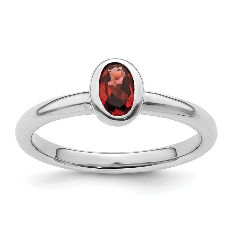 Sterlingsilber Stapelbar Expressions Oval Granat Ring
