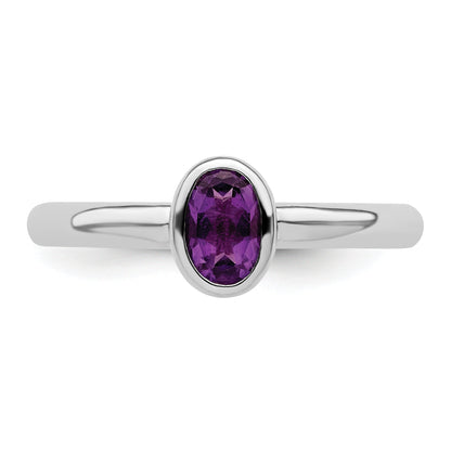 Sterlingsilber Stapelbar Expressions Oval Amethyst Ring