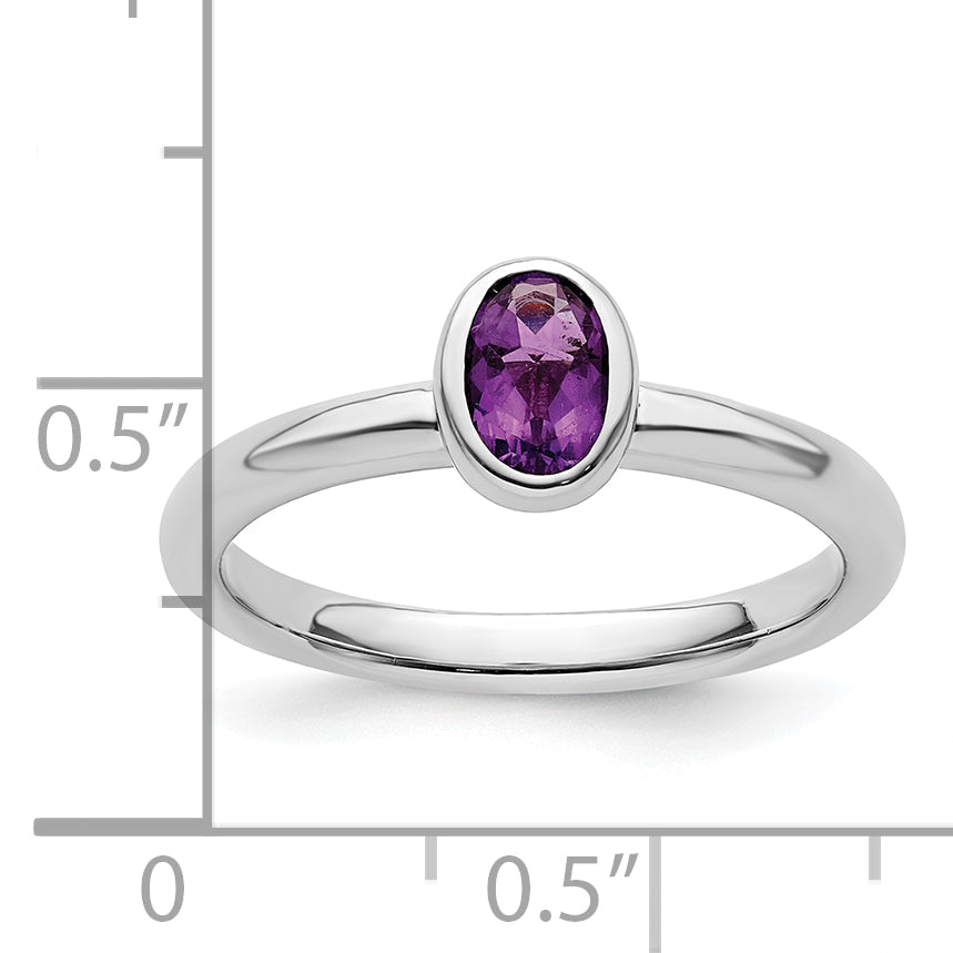 Sterlingsilber Stapelbar Expressions Oval Amethyst Ring