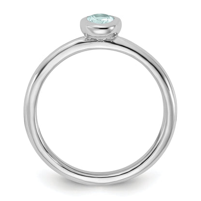 Sterlingsilber Stapelbar Expressions Oval Aquamarin Ring