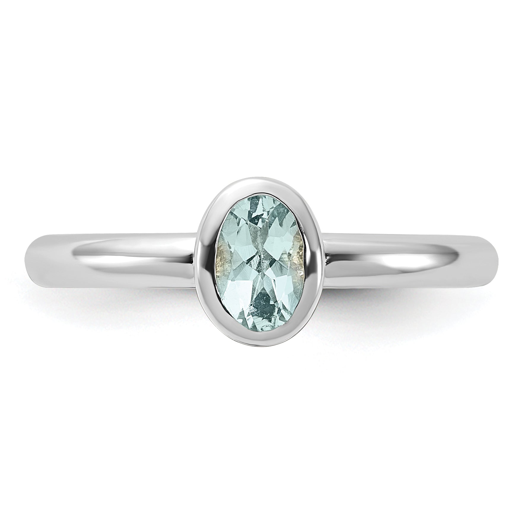 Sterlingsilber Stapelbar Expressions Oval Aquamarin Ring
