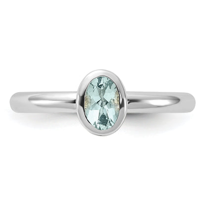 Sterlingsilber Stapelbar Expressions Oval Aquamarin Ring
