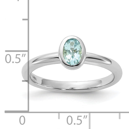 Sterlingsilber Stapelbar Expressions Oval Aquamarin Ring