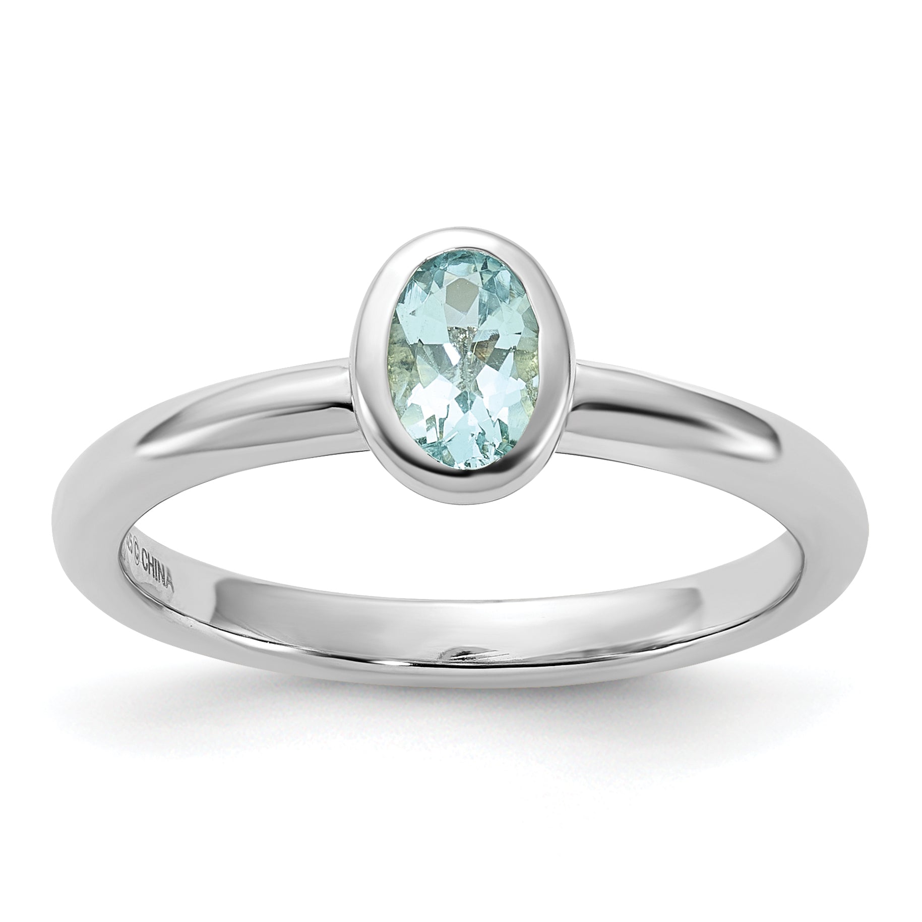 Sterlingsilber Stapelbar Expressions Oval Aquamarin Ring