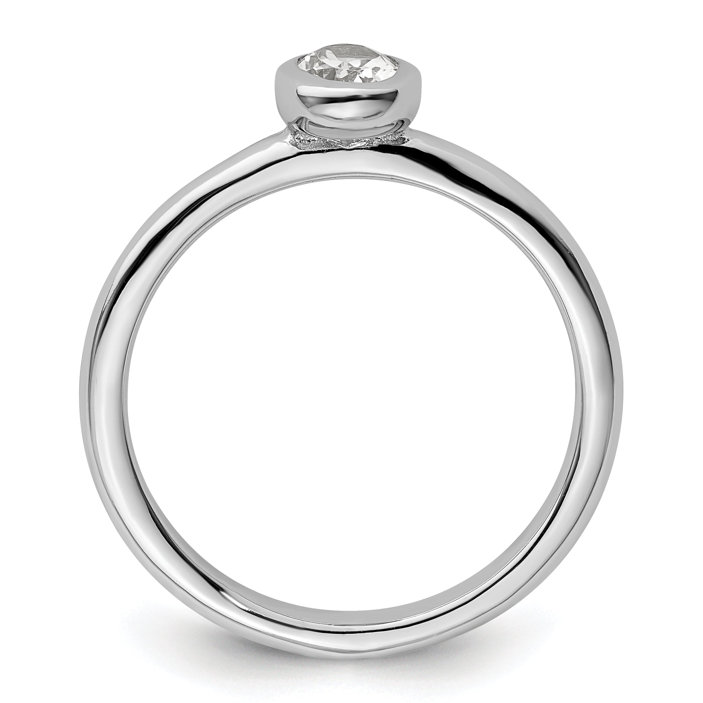 Sterlingsilber Stapelbar Expressions Oval Weiß Topas Ring