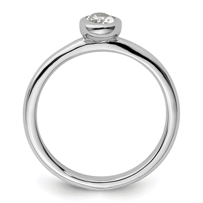 Sterlingsilber Stapelbar Expressions Oval Weiß Topas Ring