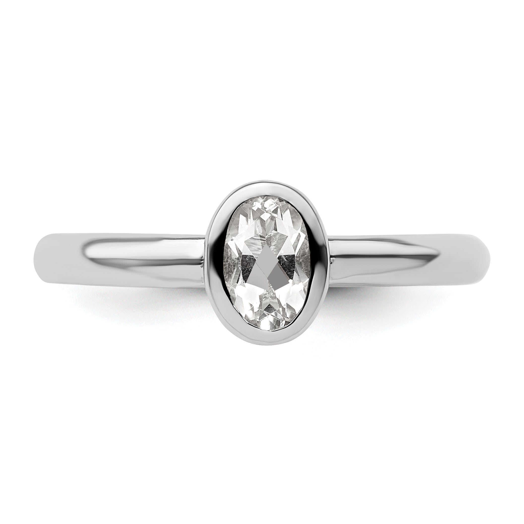 Sterlingsilber Stapelbar Expressions Oval Weiß Topas Ring