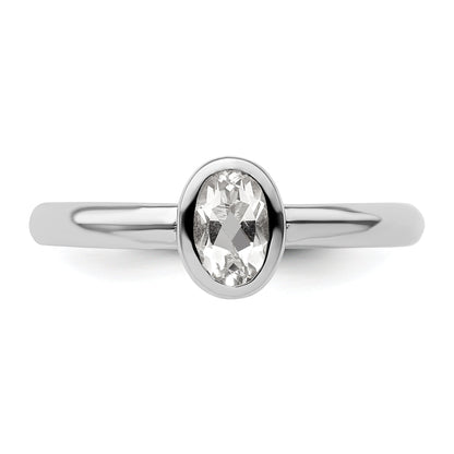 Sterlingsilber Stapelbar Expressions Oval Weiß Topas Ring
