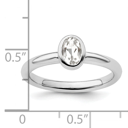 Sterlingsilber Stapelbar Expressions Oval Weiß Topas Ring