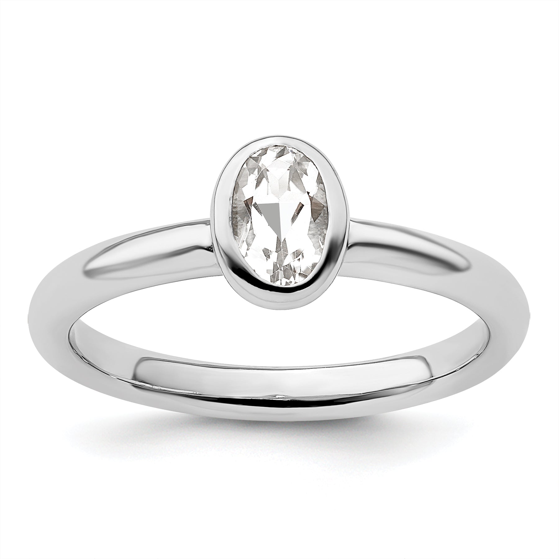 Sterlingsilber Stapelbar Expressions Oval Weiß Topas Ring