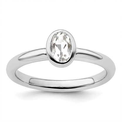 Sterlingsilber Stapelbar Expressions Oval Weiß Topas Ring
