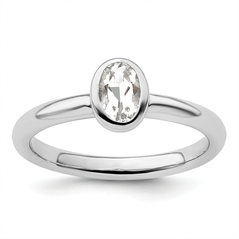 Sterlingsilber Stapelbar Expressions Oval Weiß Topas Ring