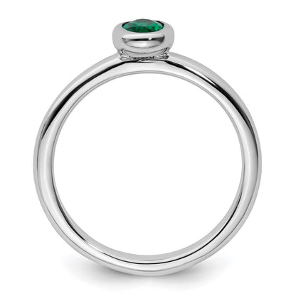 Sterlingsilber Stapelbar Expressions Oval Erzeugt Smaragd Ring