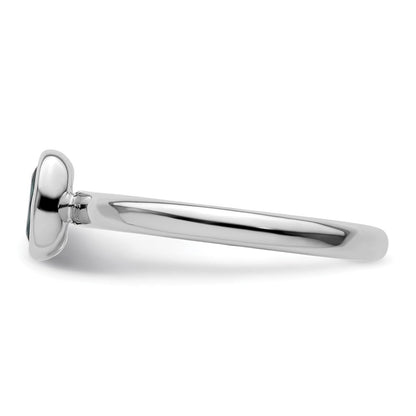Sterlingsilber Stapelbar Expressions Oval Erzeugt Smaragd Ring
