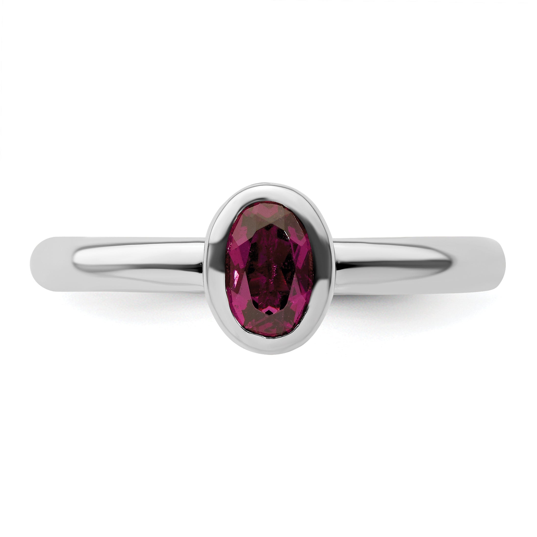 Sterlingsilber Stapelbar Expressions Oval Rhodolith Granat Ring