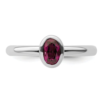 Sterlingsilber Stapelbar Expressions Oval Rhodolith Granat Ring