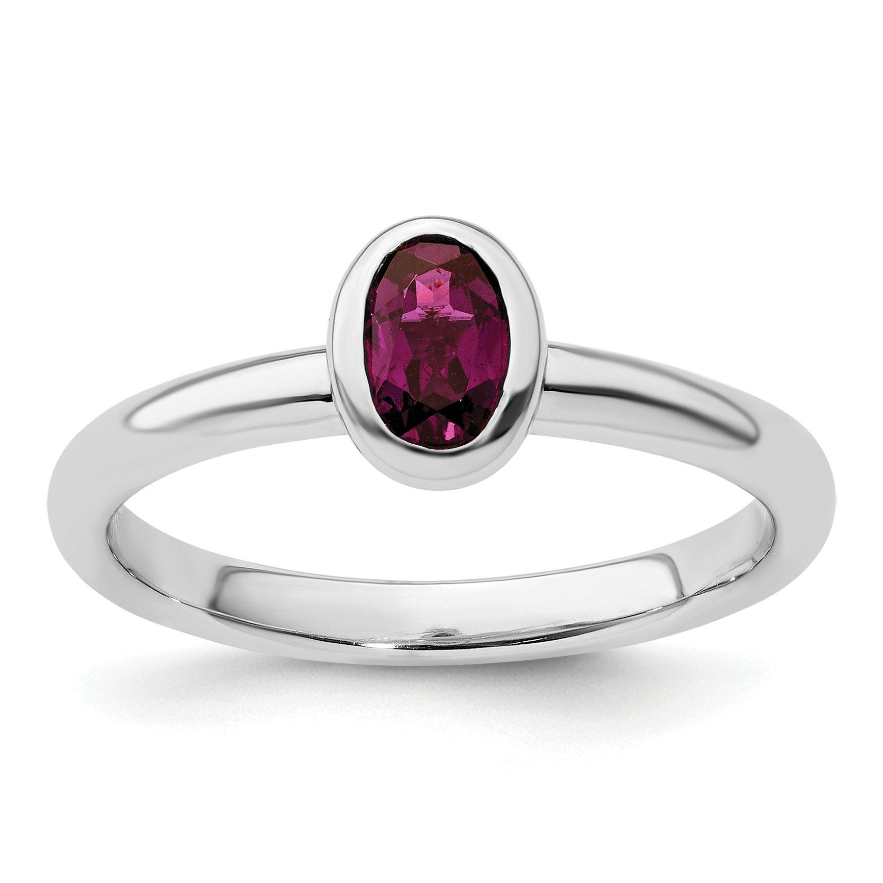 Sterlingsilber Stapelbar Expressions Oval Rhodolith Granat Ring