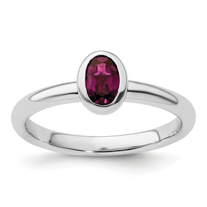 Sterlingsilber Stapelbar Expressions Oval Rhodolith Granat Ring