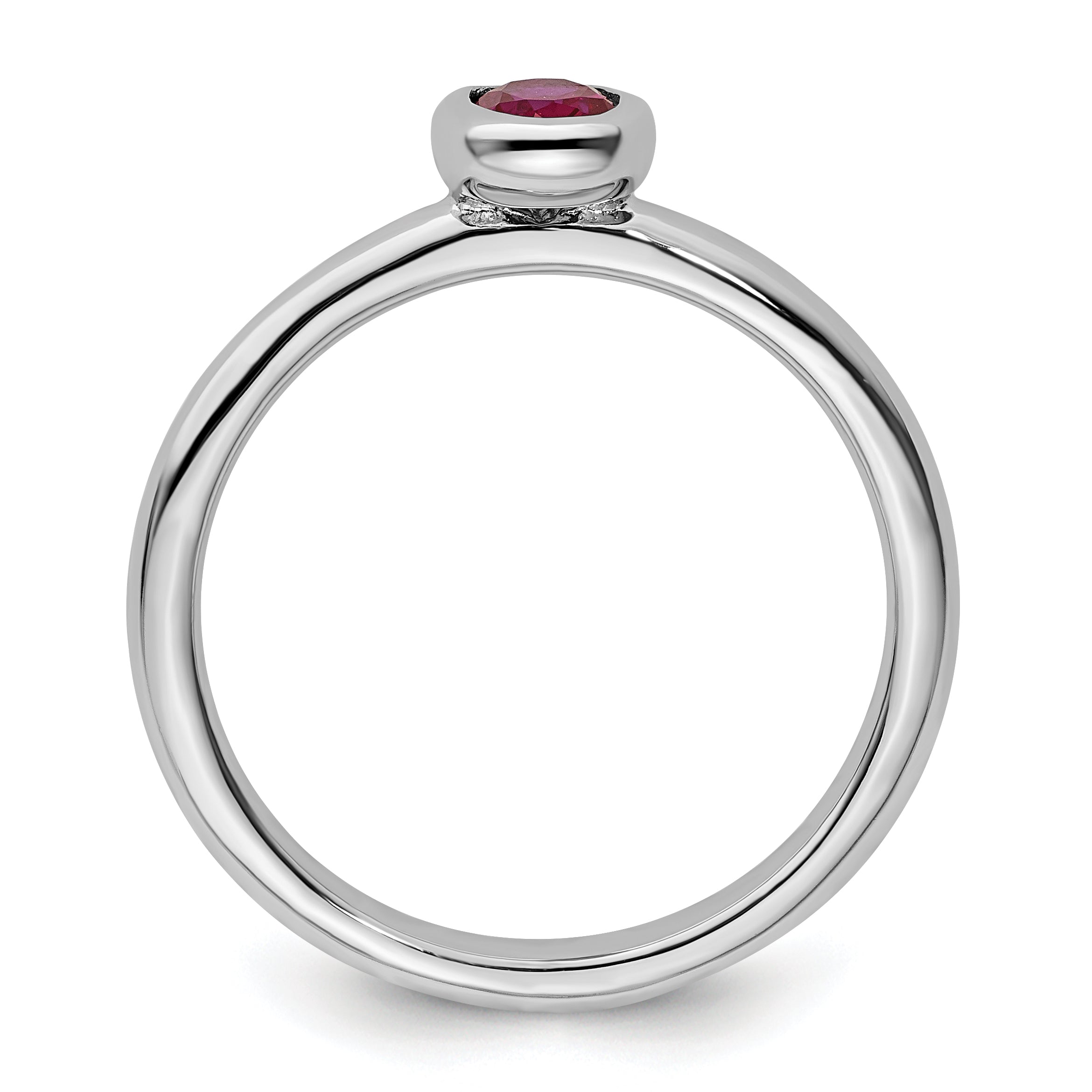 Sterlingsilber Stapelbar Expressions Oval Erzeugt Rubin Ring