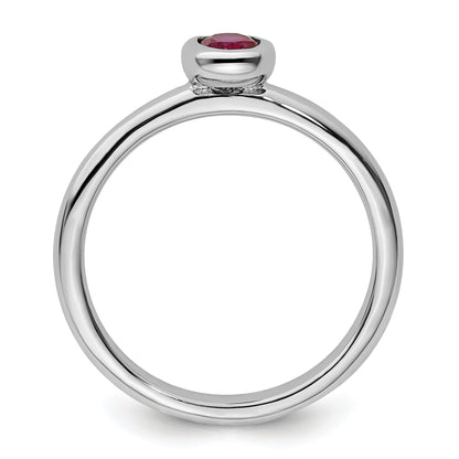 Sterlingsilber Stapelbar Expressions Oval Erzeugt Rubin Ring