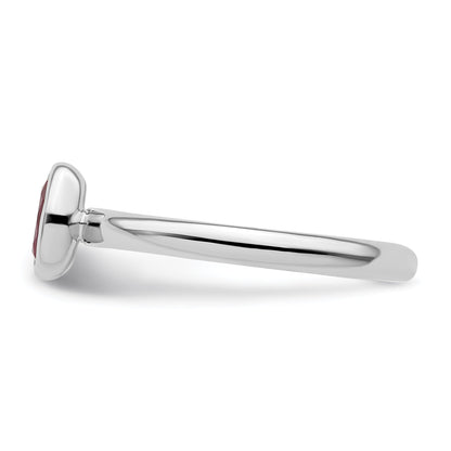 Sterlingsilber Stapelbar Expressions Oval Erzeugt Rubin Ring
