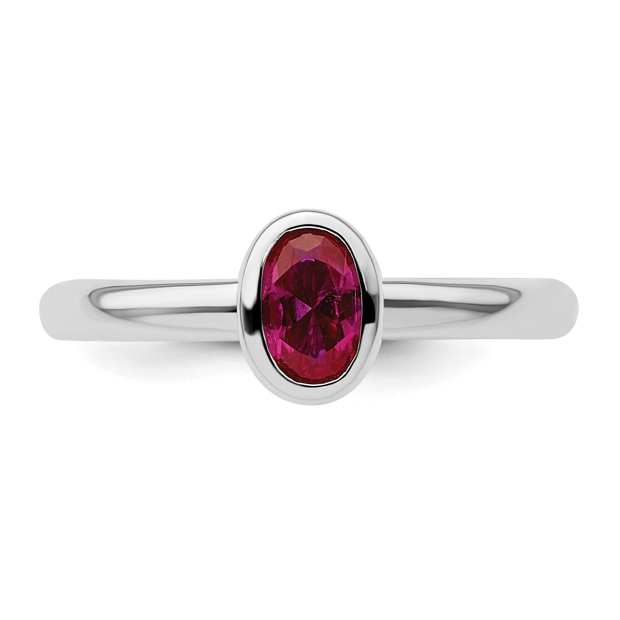 Sterlingsilber Stapelbar Expressions Oval Erzeugt Rubin Ring