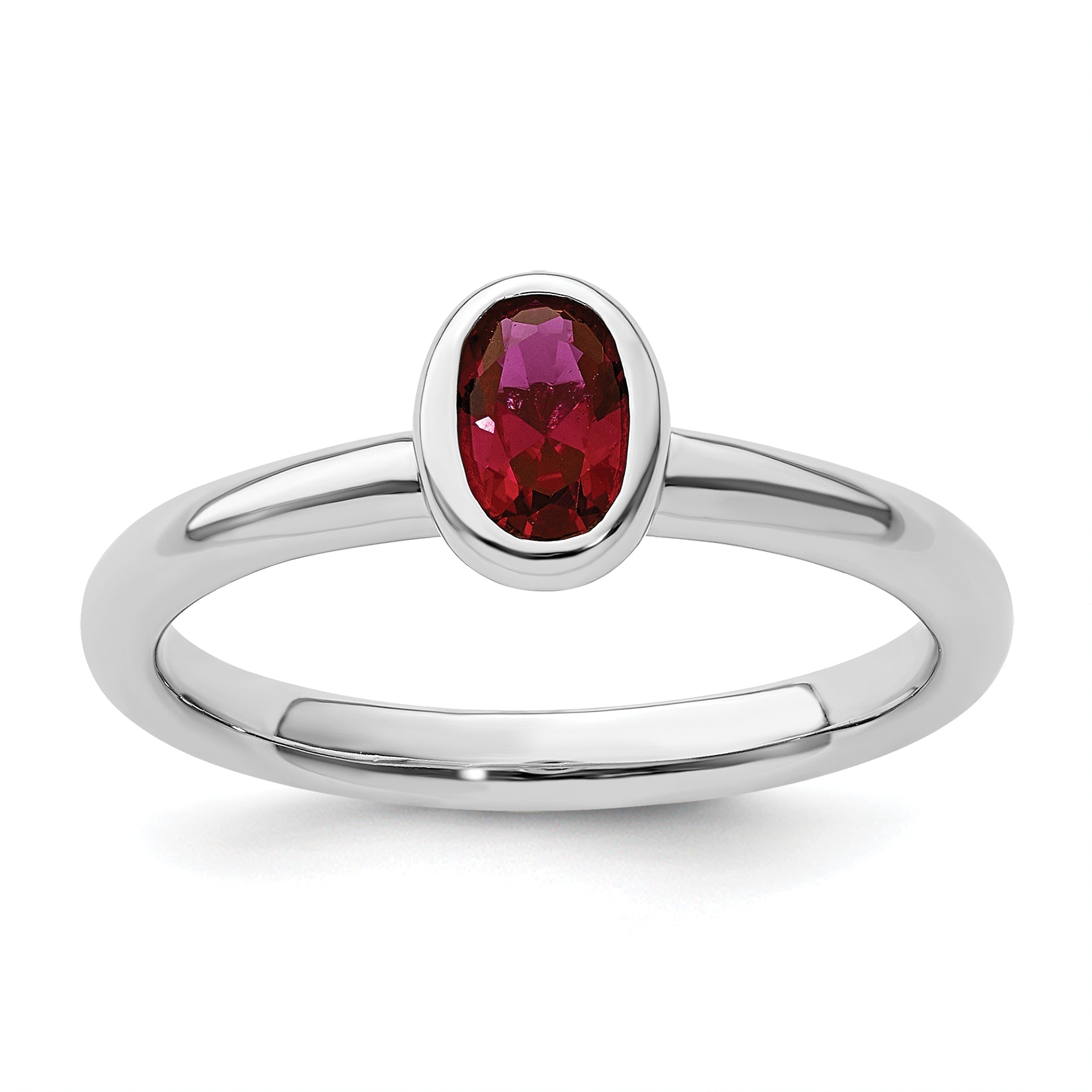 Sterlingsilber Stapelbar Expressions Oval Erzeugt Rubin Ring