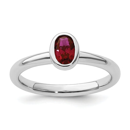 Sterlingsilber Stapelbar Expressions Oval Erzeugt Rubin Ring