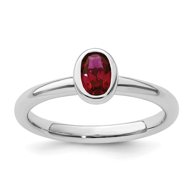 Sterlingsilber Stapelbar Expressions Oval Erzeugt Rubin Ring