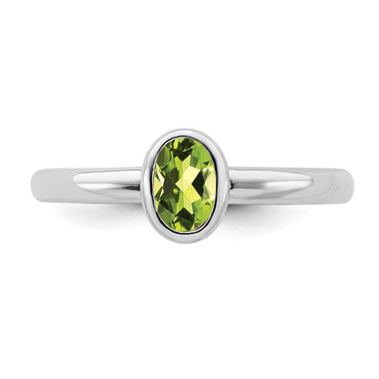 Sterlingsilber Stapelbar Expressions Oval Peridot Ring