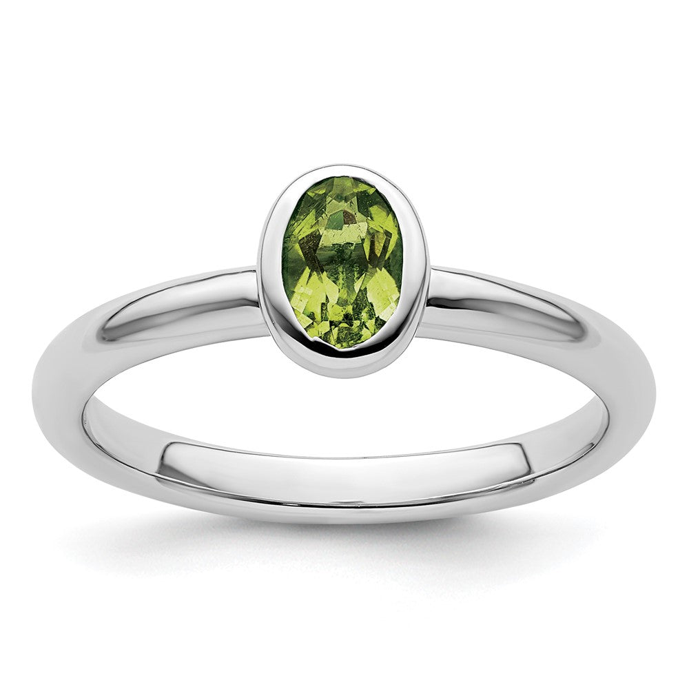 Sterlingsilber Stapelbar Expressions Oval Peridot Ring