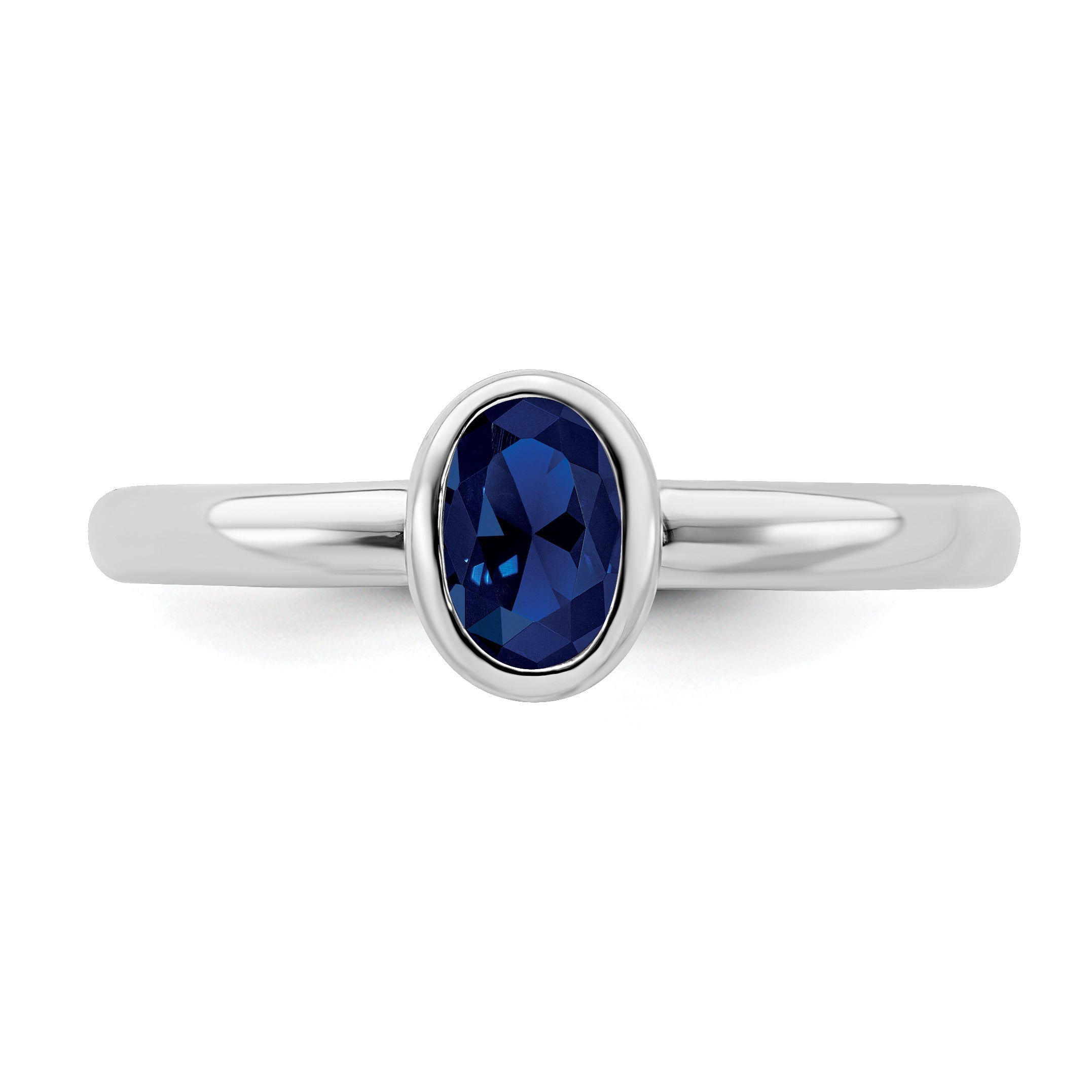 Sterlingsilber Stapelbar Expressions Oval Erzeugt Saphir Ring