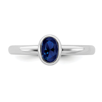Sterlingsilber Stapelbar Expressions Oval Erzeugt Saphir Ring