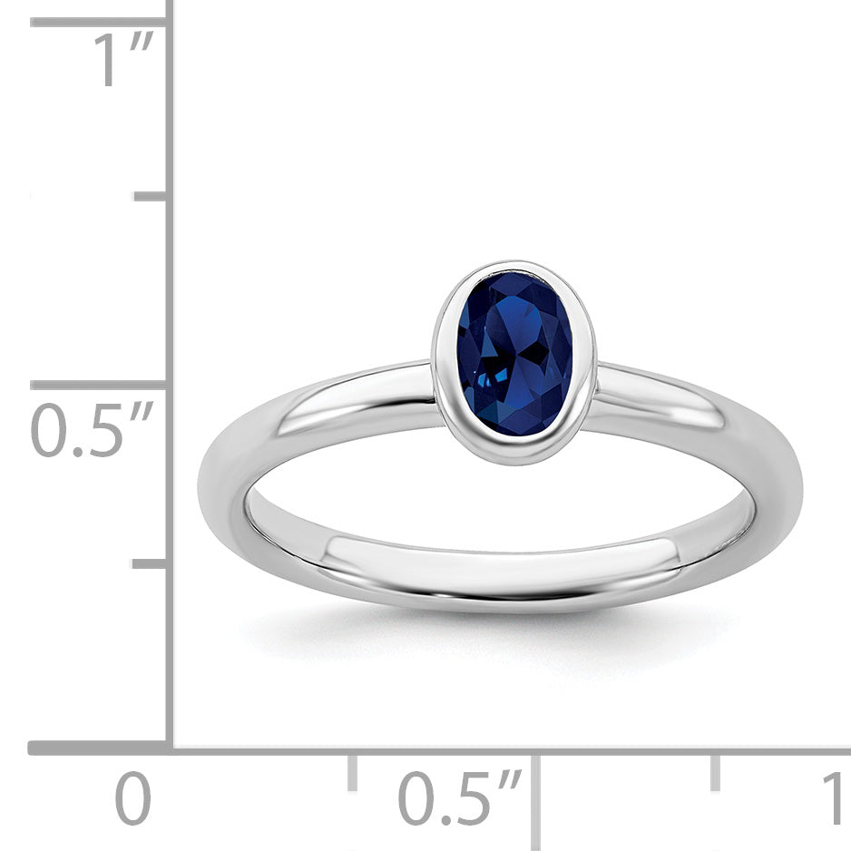 Sterlingsilber Stapelbar Expressions Oval Erzeugt Saphir Ring