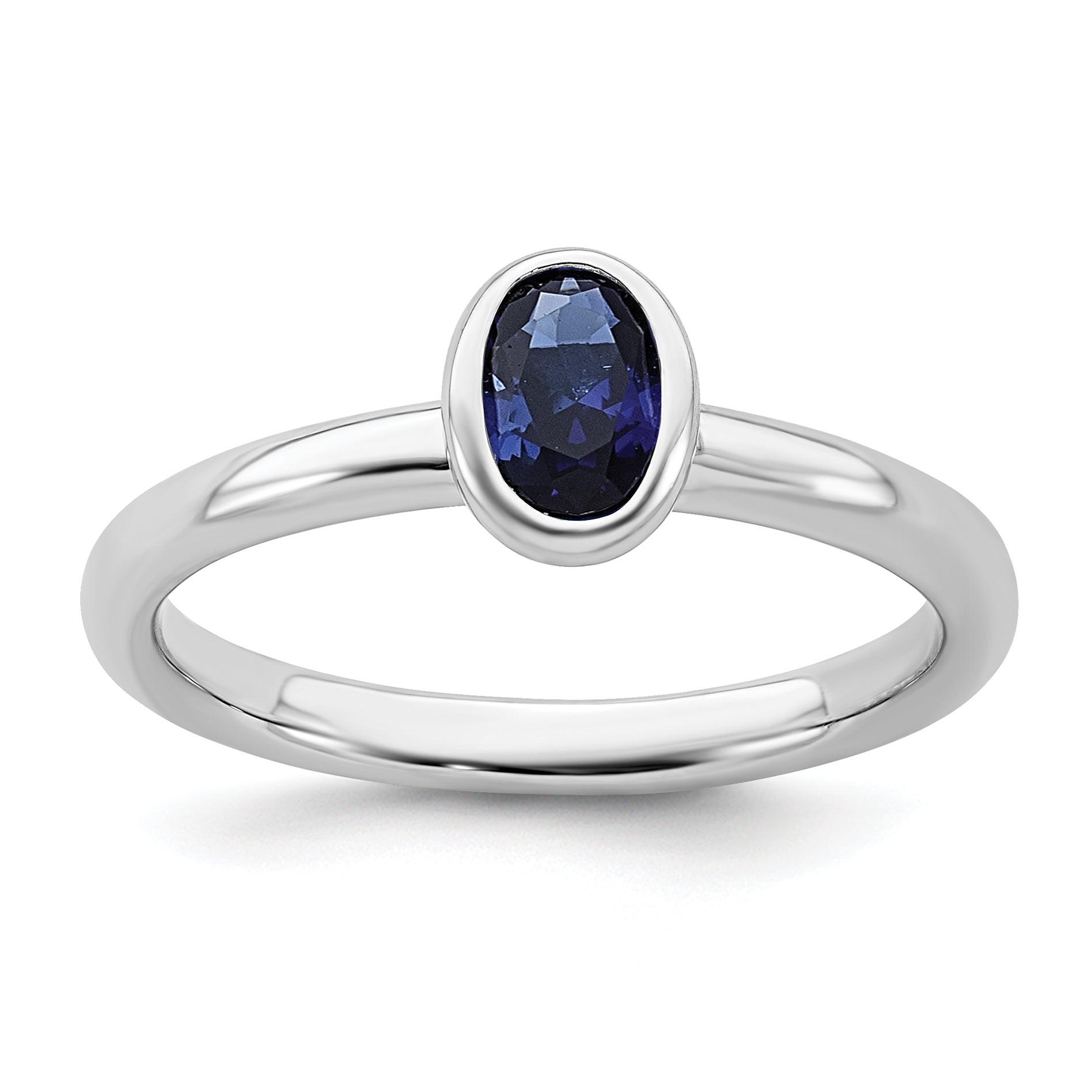 Sterlingsilber Stapelbar Expressions Oval Erzeugt Saphir Ring
