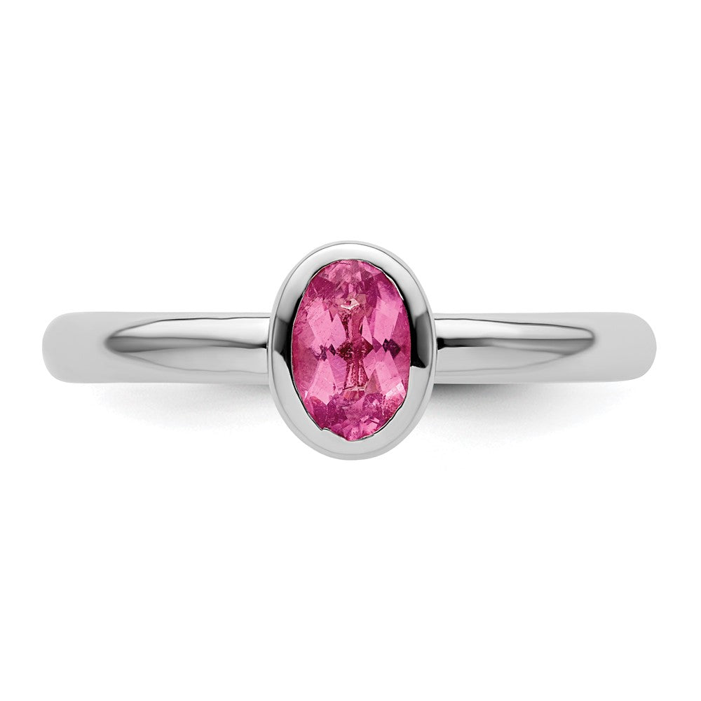 Sterlingsilber Stapelbar Expressions Oval Rosa Turmalin Ring