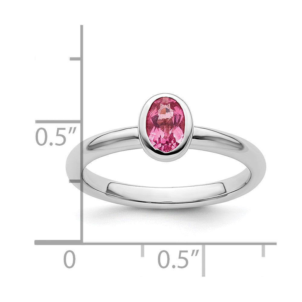 Sterlingsilber Stapelbar Expressions Oval Rosa Turmalin Ring
