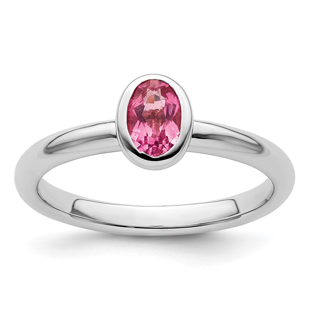Sterlingsilber Stapelbar Expressions Oval Rosa Turmalin Ring