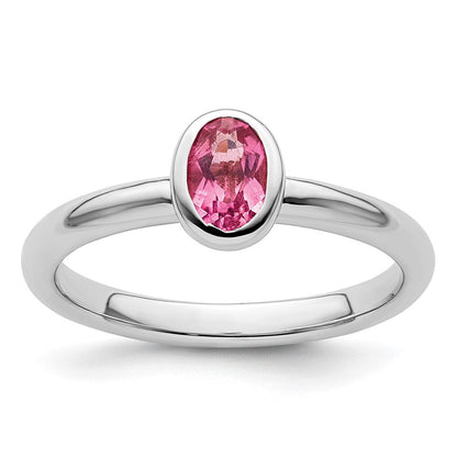 Sterlingsilber Stapelbar Expressions Oval Rosa Turmalin Ring