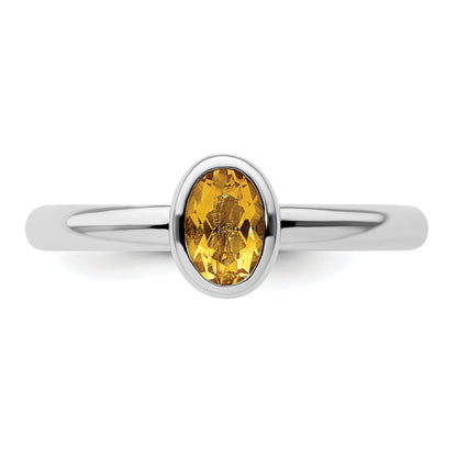 Sterlingsilber Stapelbar Expressions Oval Citrin Ring