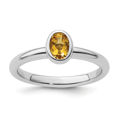 Sterlingsilber Stapelbar Expressions Oval Citrin Ring