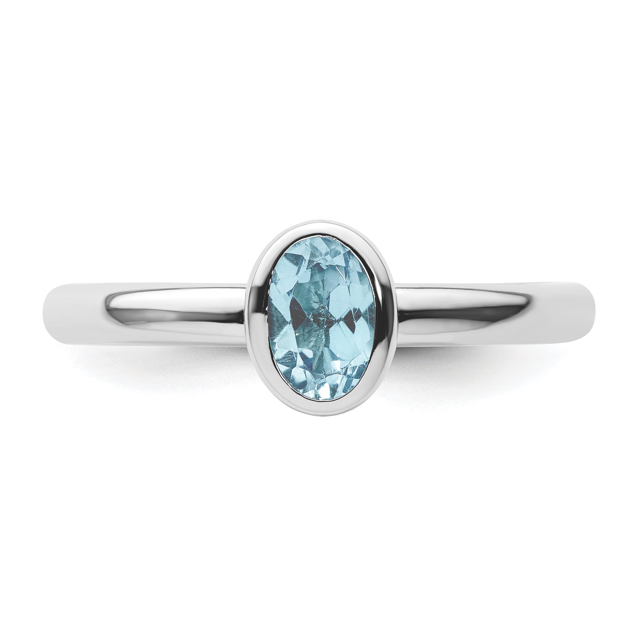 Sterlingsilber Stapelbar Expressions Oval Blautopas Ring