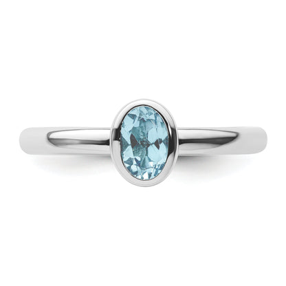Sterlingsilber Stapelbar Expressions Oval Blautopas Ring