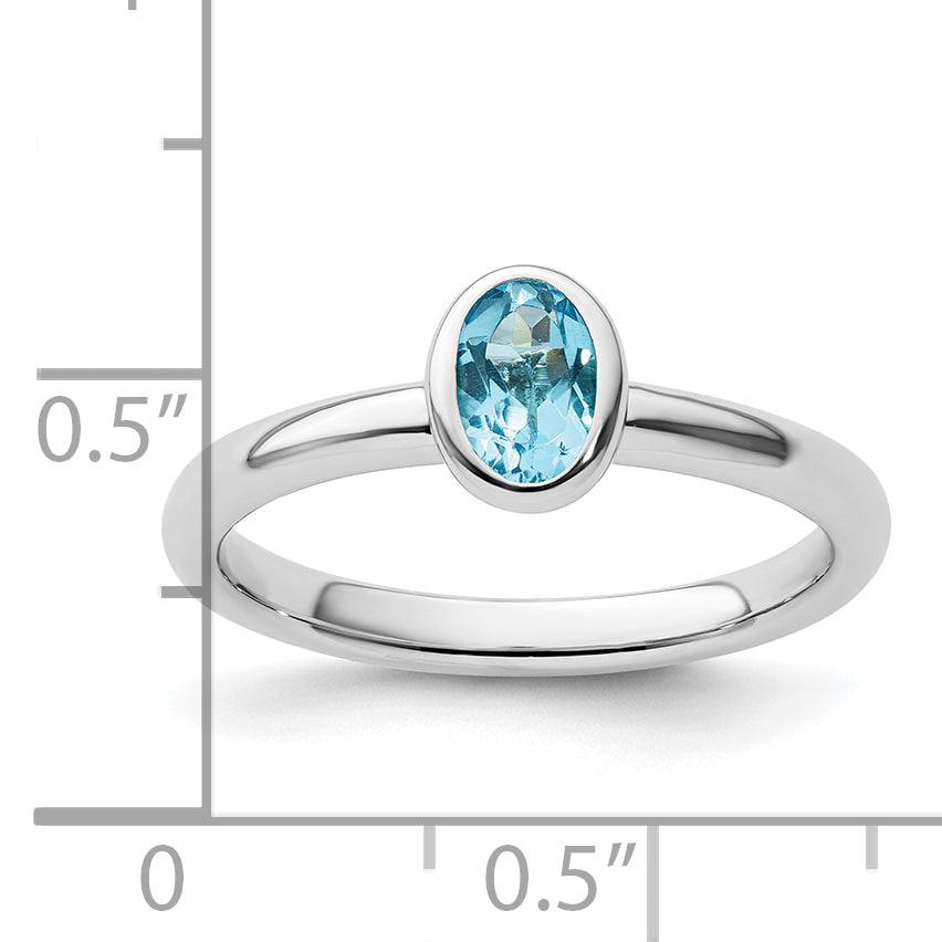 Sterlingsilber Stapelbar Expressions Oval Blautopas Ring