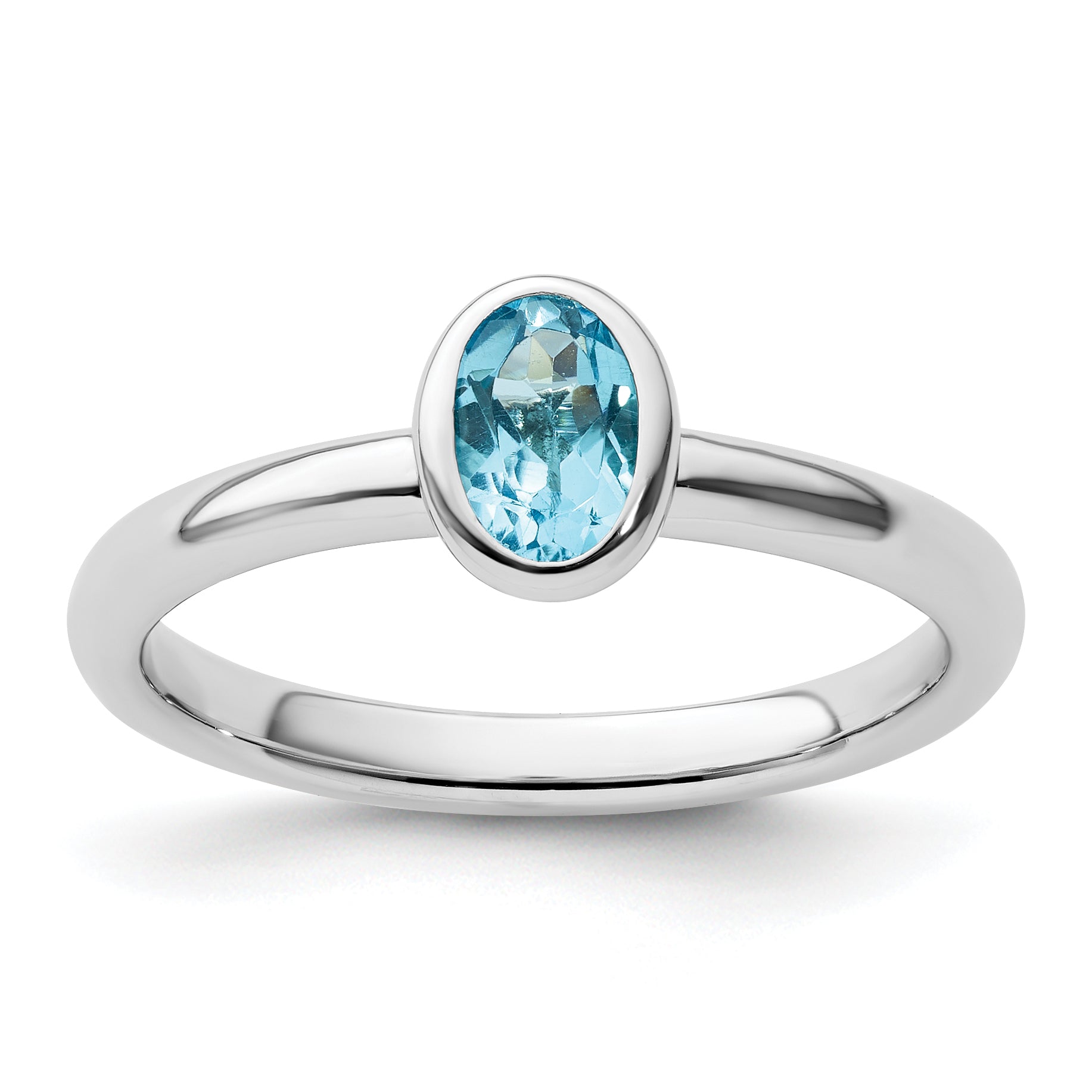 Sterlingsilber Stapelbar Expressions Oval Blautopas Ring