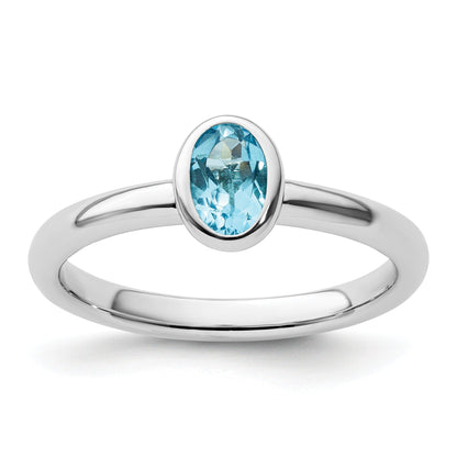 Sterlingsilber Stapelbar Expressions Oval Blautopas Ring