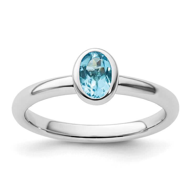 Sterlingsilber Stapelbar Expressions Oval Blautopas Ring