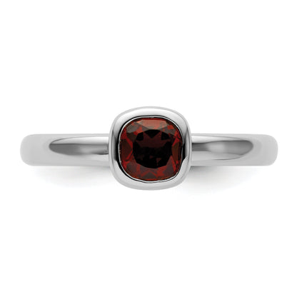 Sterlingsilber Stapelbar Expressions Kissen Schliff Granat Ring