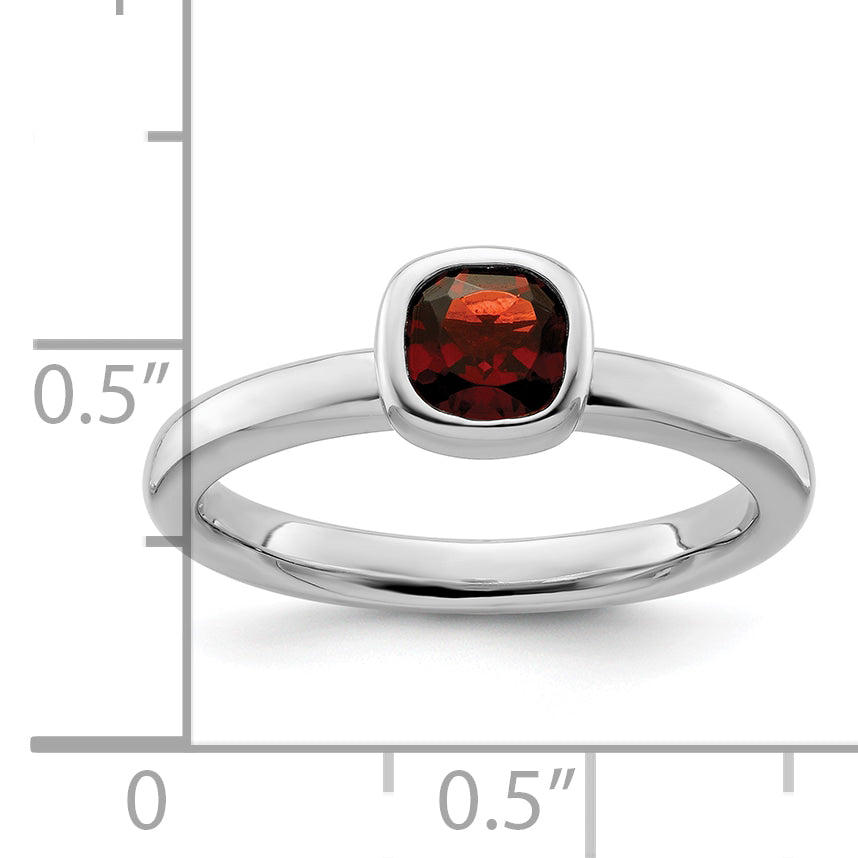 Sterlingsilber Stapelbar Expressions Kissen Schliff Granat Ring